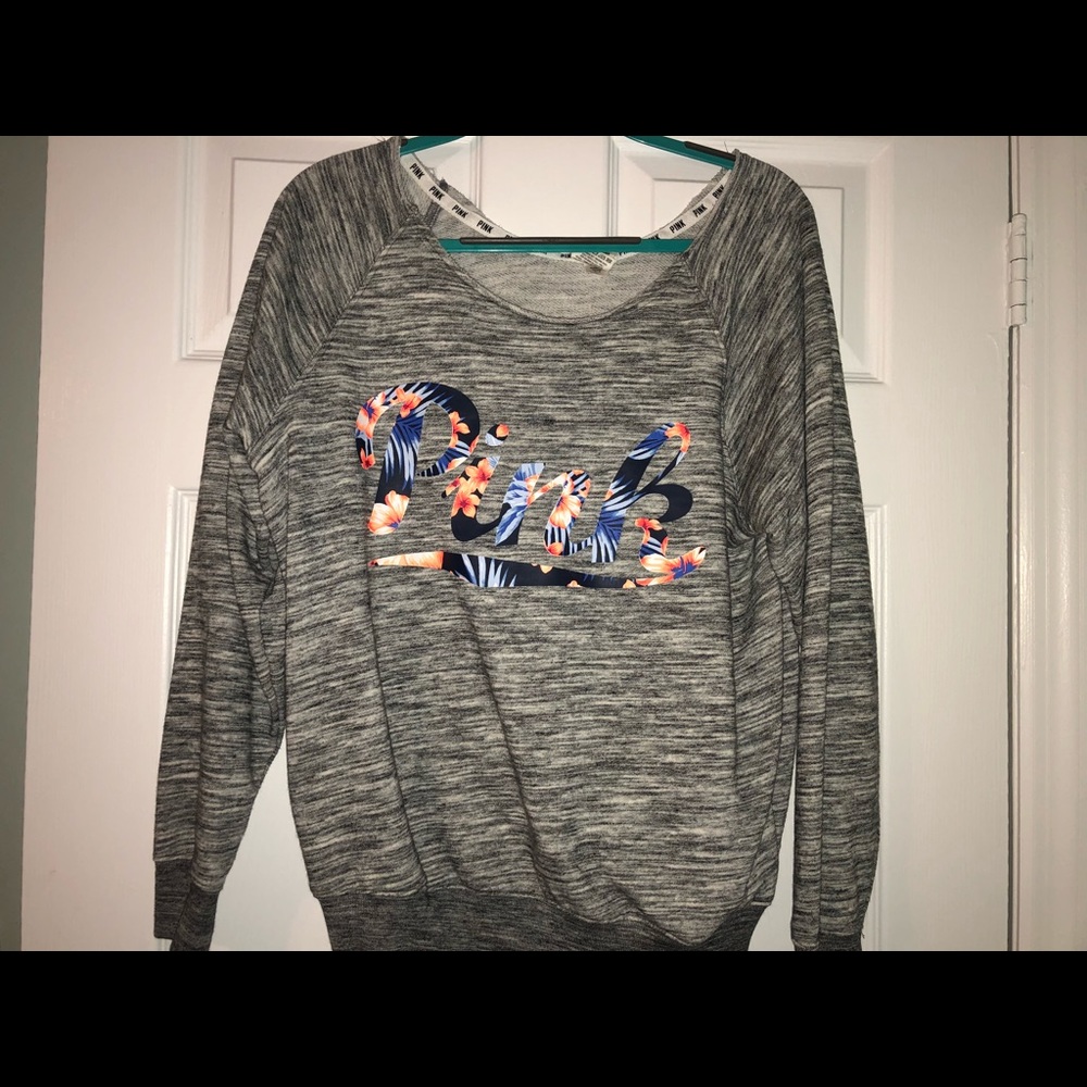 PINK Heathered gray top